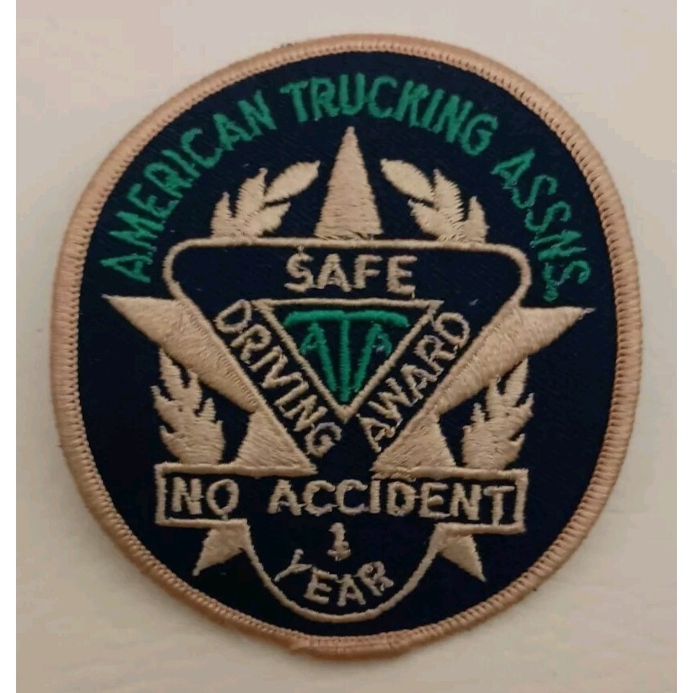 American Trucking Assn 1 Year Safe Driving Award Trucker Patch No Accident Blue